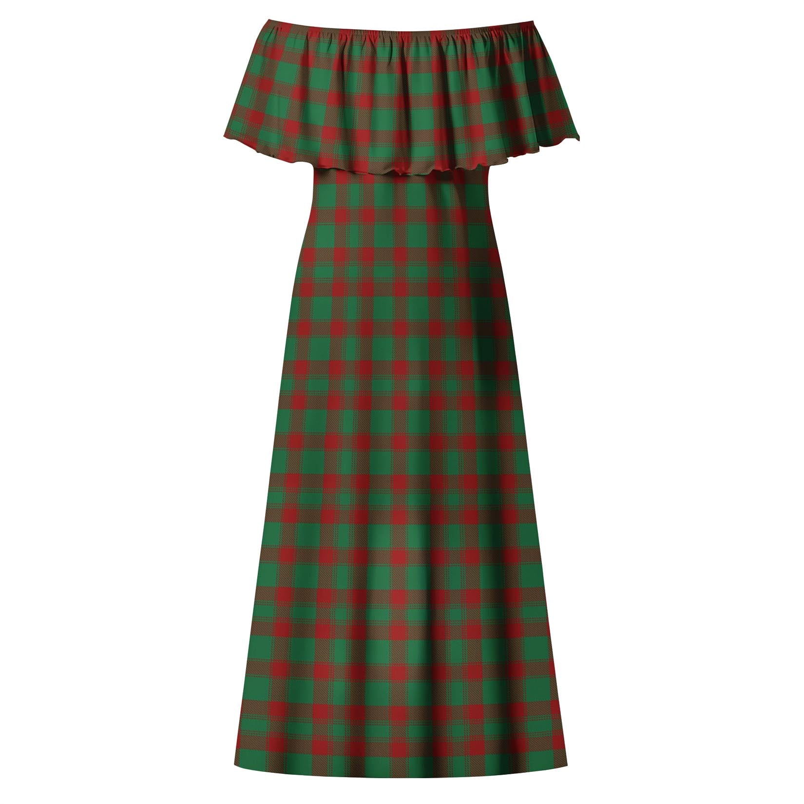 Donachie Tartan Off Shoulder Long Dress - Tartanvibesclothing