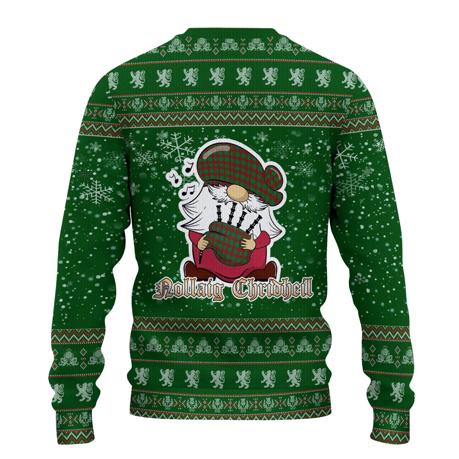 Donachie Clan Christmas Family Knitted Sweater with Funny Gnome Playing Bagpipes - Tartanvibesclothing