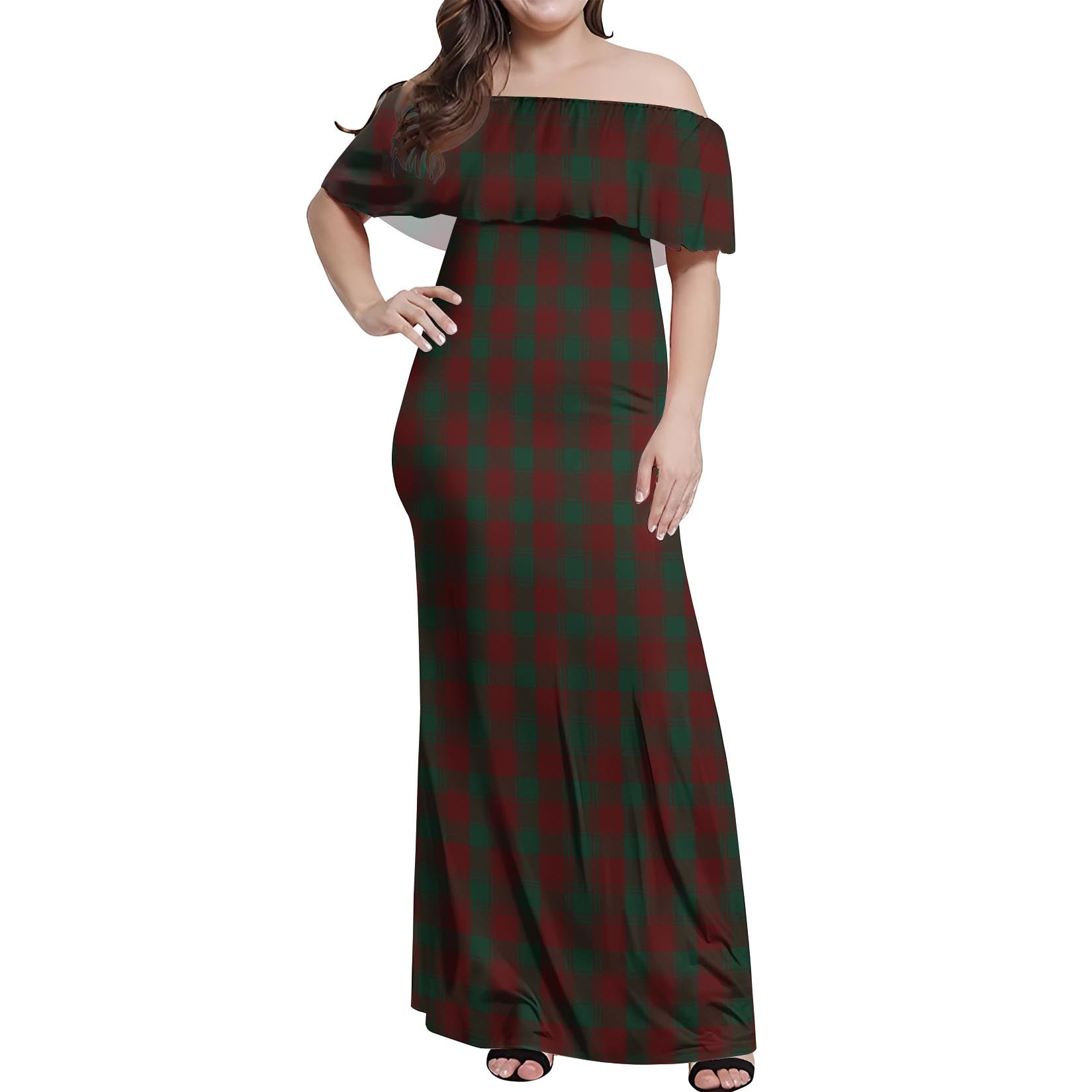 Donachie of Brockloch Tartan Off Shoulder Long Dress Women's Dress - Tartanvibesclothing