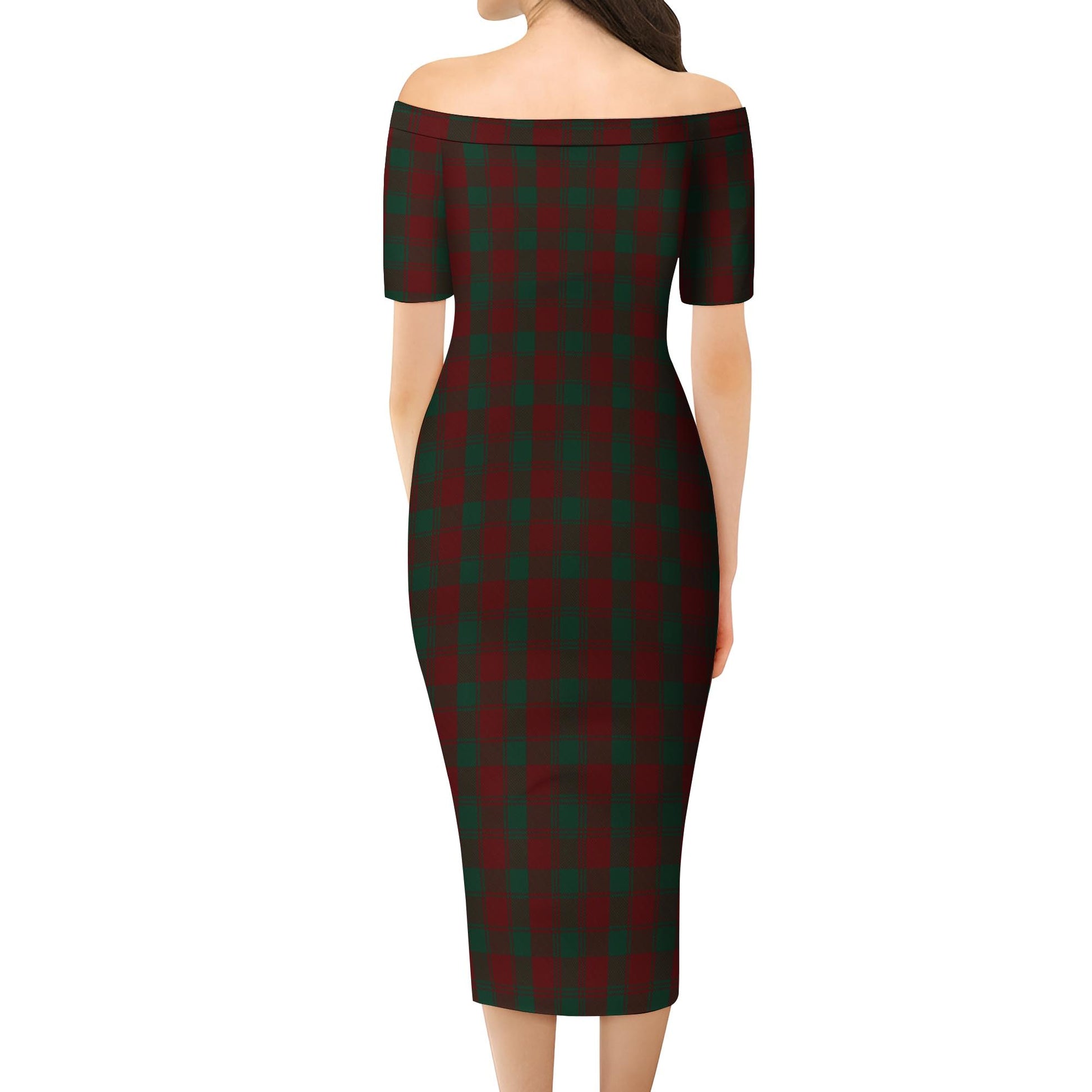 Donachie of Brockloch Tartan Off Shoulder Lady Dress - Tartanvibesclothing