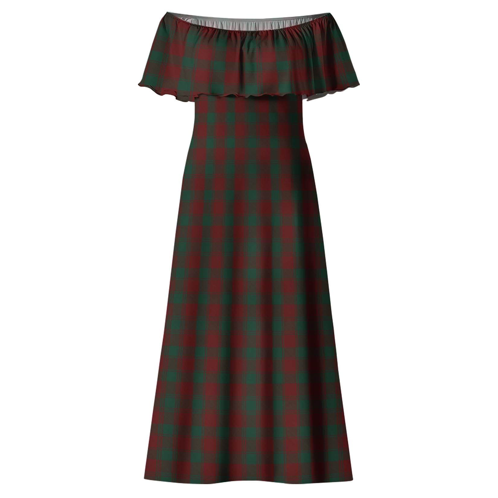 Donachie of Brockloch Tartan Off Shoulder Long Dress - Tartanvibesclothing