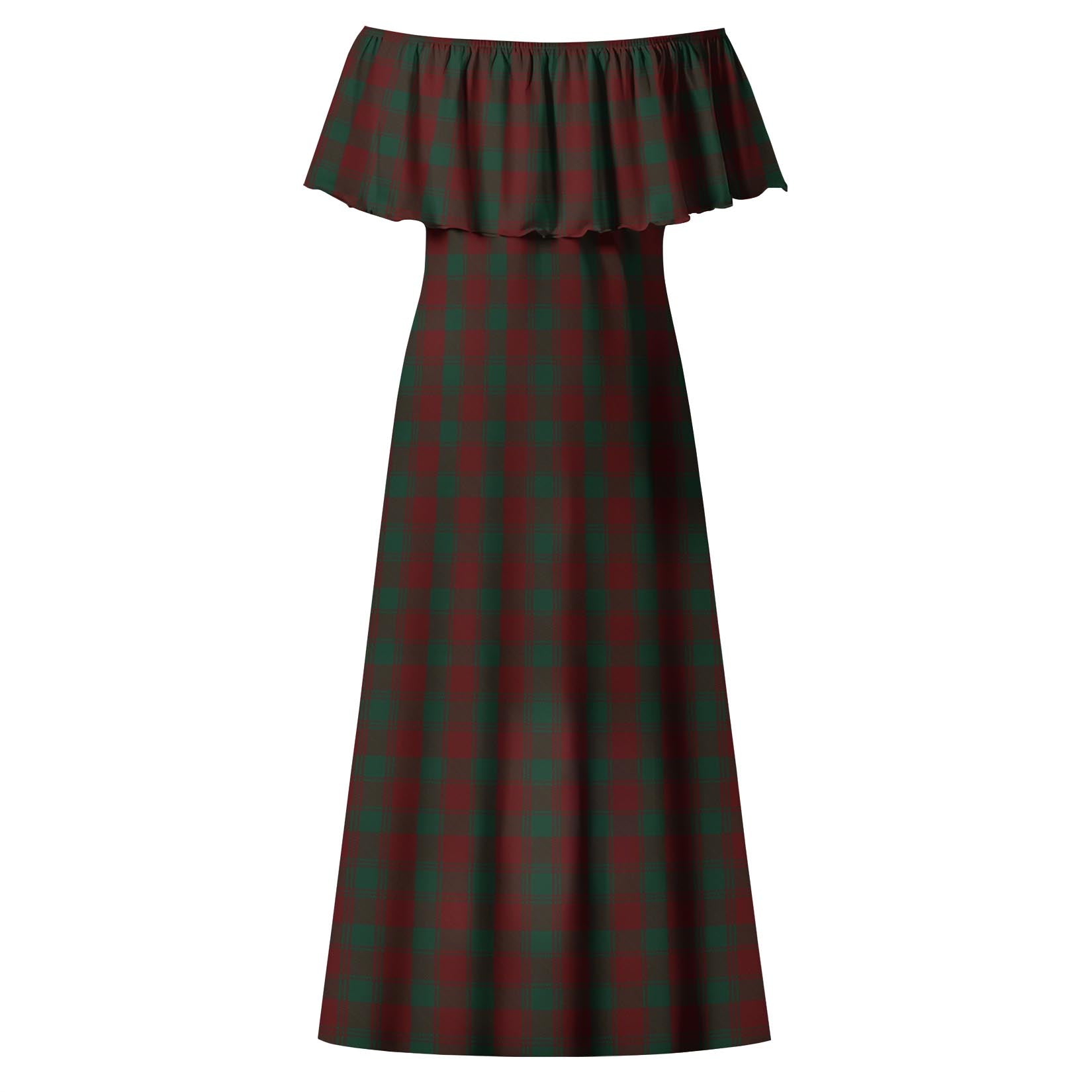 Donachie of Brockloch Tartan Off Shoulder Long Dress - Tartanvibesclothing