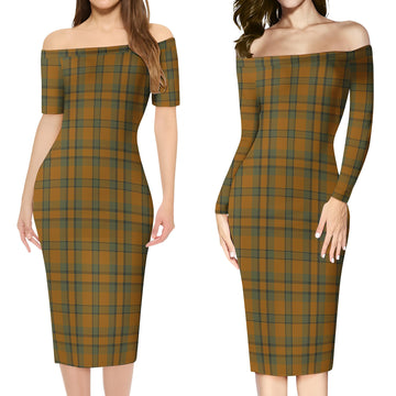 Donachie of Brockloch Ancient Hunting Tartan Off Shoulder Lady Dress