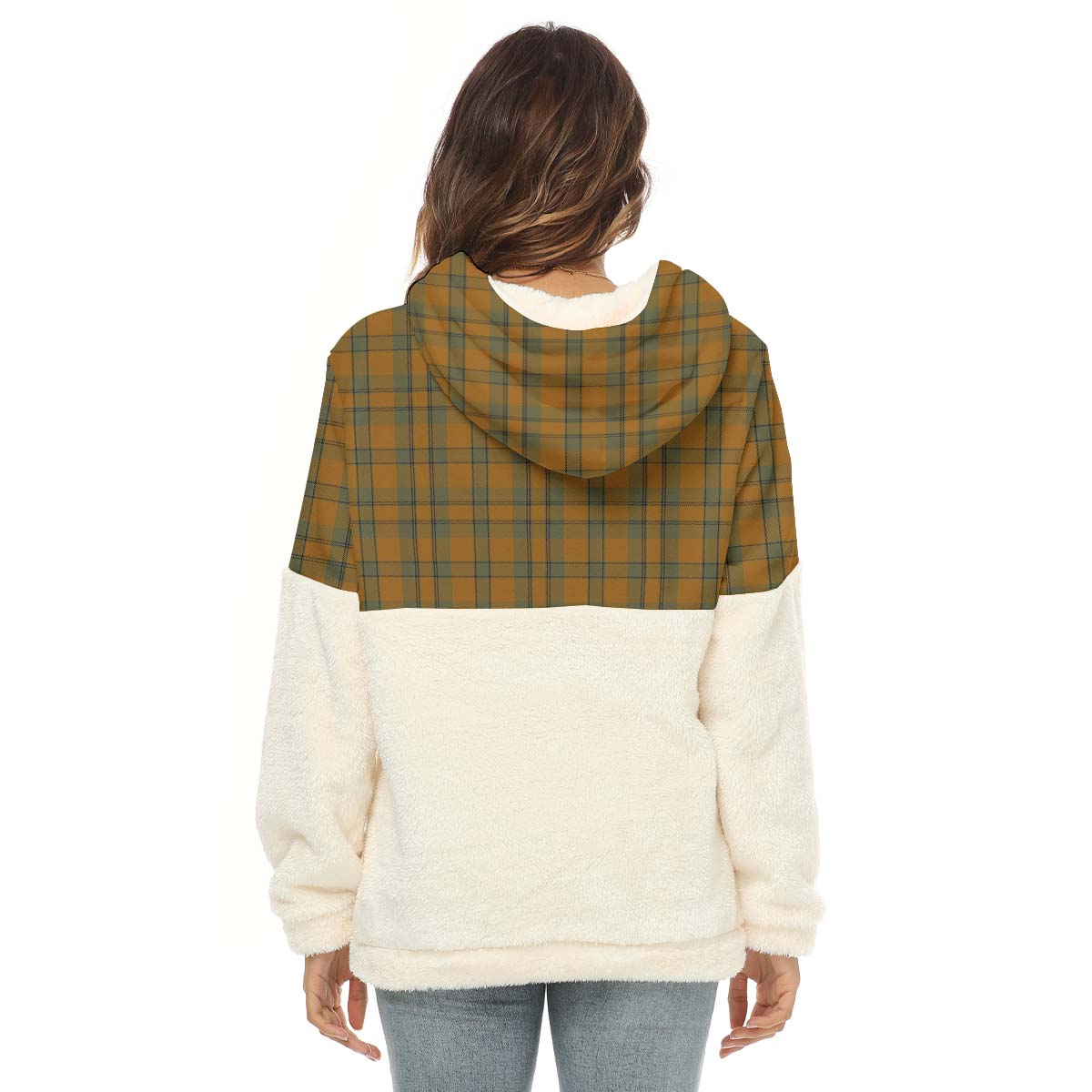 Donachie of Brockloch Ancient Hunting Tartan Women's Borg Fleece Hoodie With Half Zip - Tartan Vibes Clothing