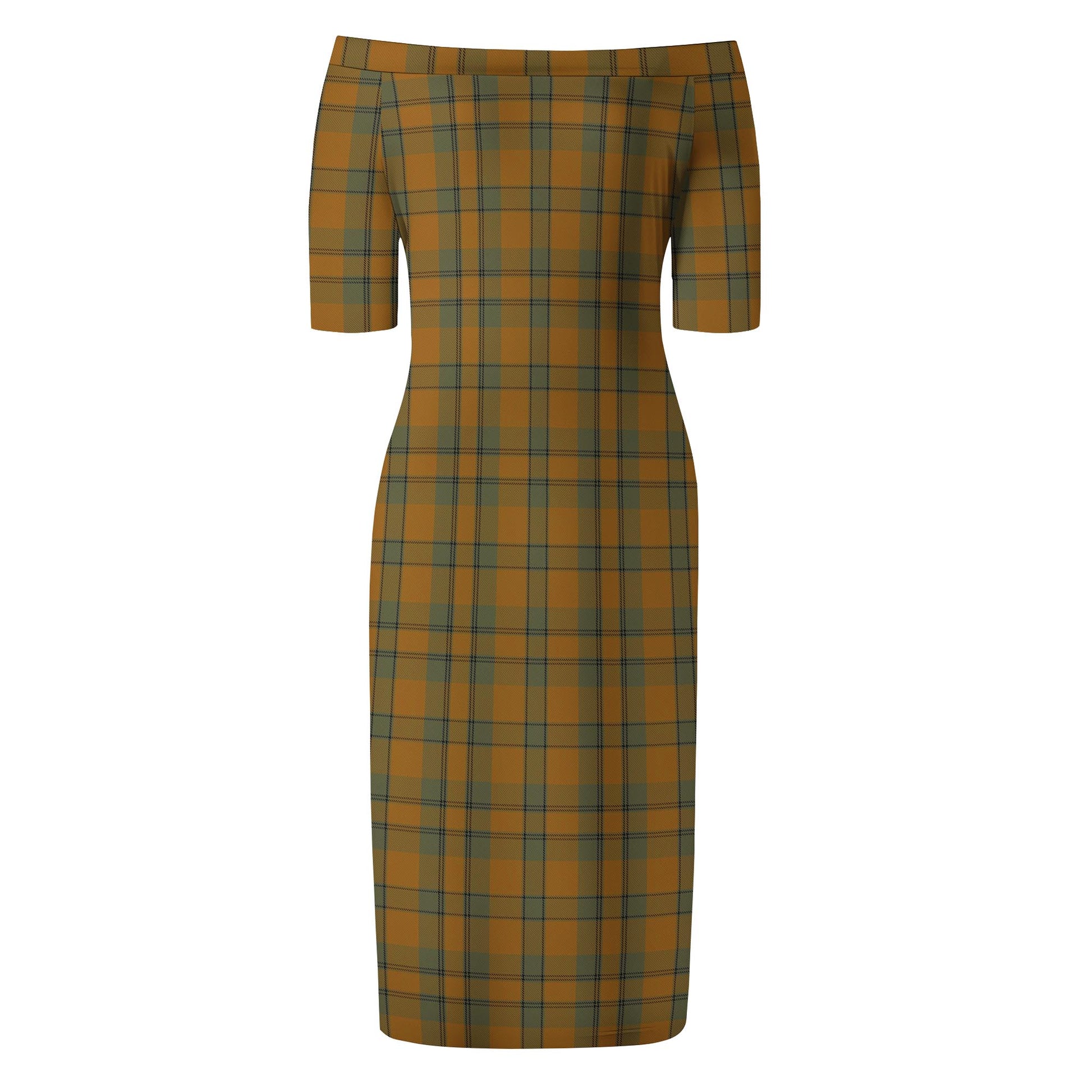 Donachie of Brockloch Ancient Hunting Tartan Off Shoulder Lady Dress - Tartanvibesclothing