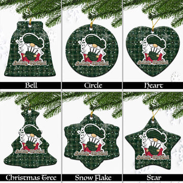 Donachie of Brockloch Hunting Tartan Christmas Ornaments with Scottish Gnome Playing Bagpipes