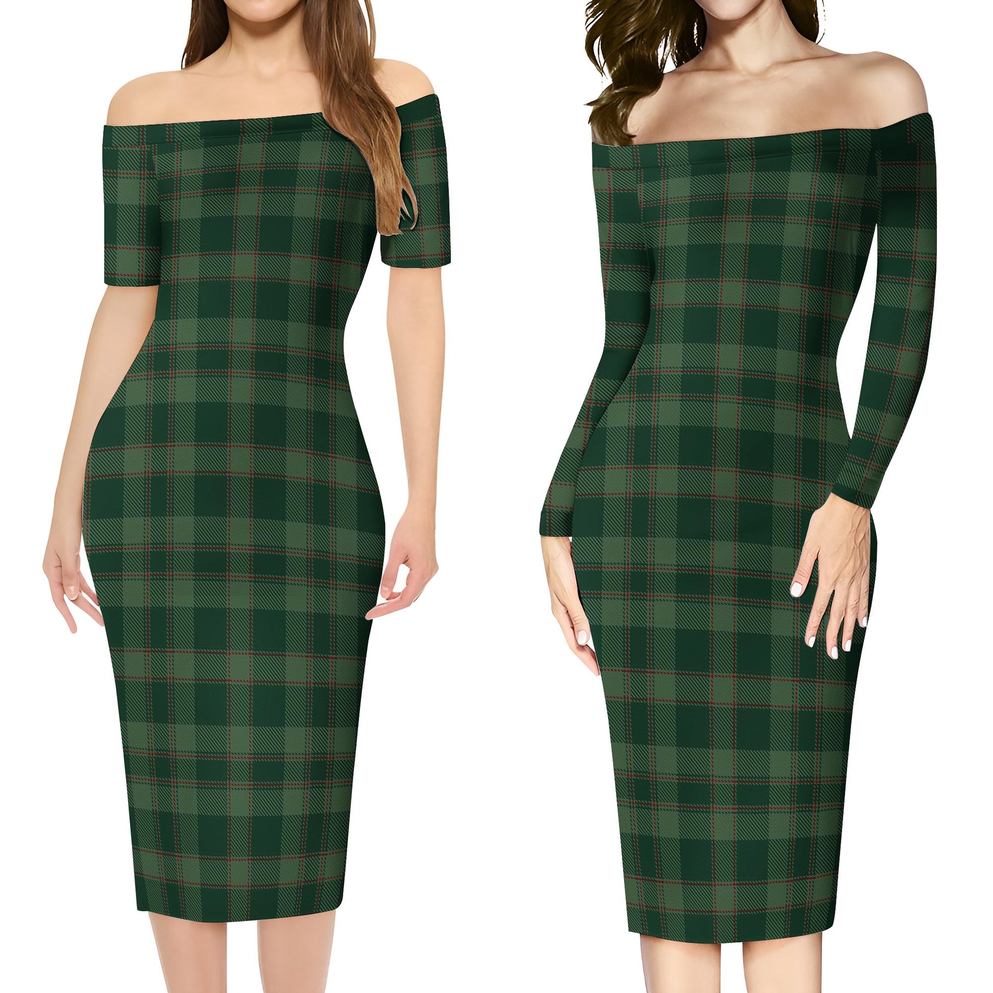 Donachie of Brockloch Hunting Tartan Off Shoulder Lady Dress Women's Dress - Tartanvibesclothing