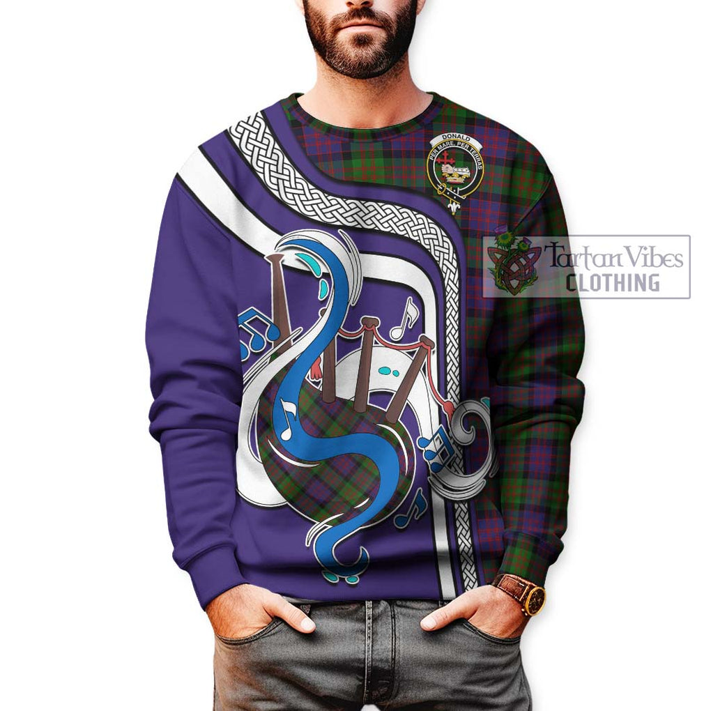 Donald Tartan Sweatshirt with Epic Bagpipe Style Unisex - Tartanvibesclothing Shop