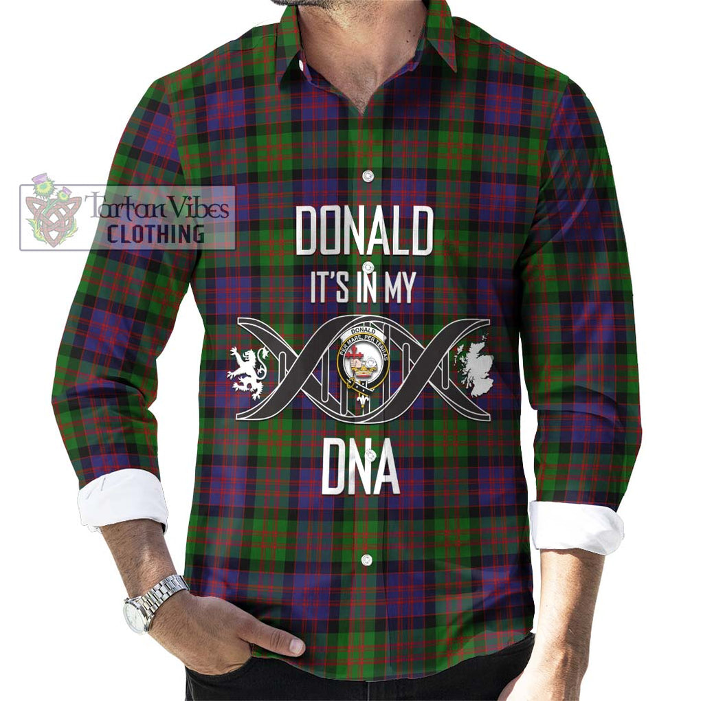 Donald Tartan Long Sleeve Button Shirt with Family Crest DNA In Me Style Men's Shirt S - Tartanvibesclothing Shop