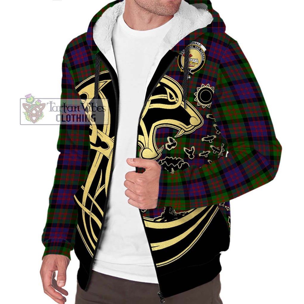 Donald Tartan Sherpa Hoodie with Family Crest Celtic Wolf Style Unisex S - Tartan Vibes Clothing