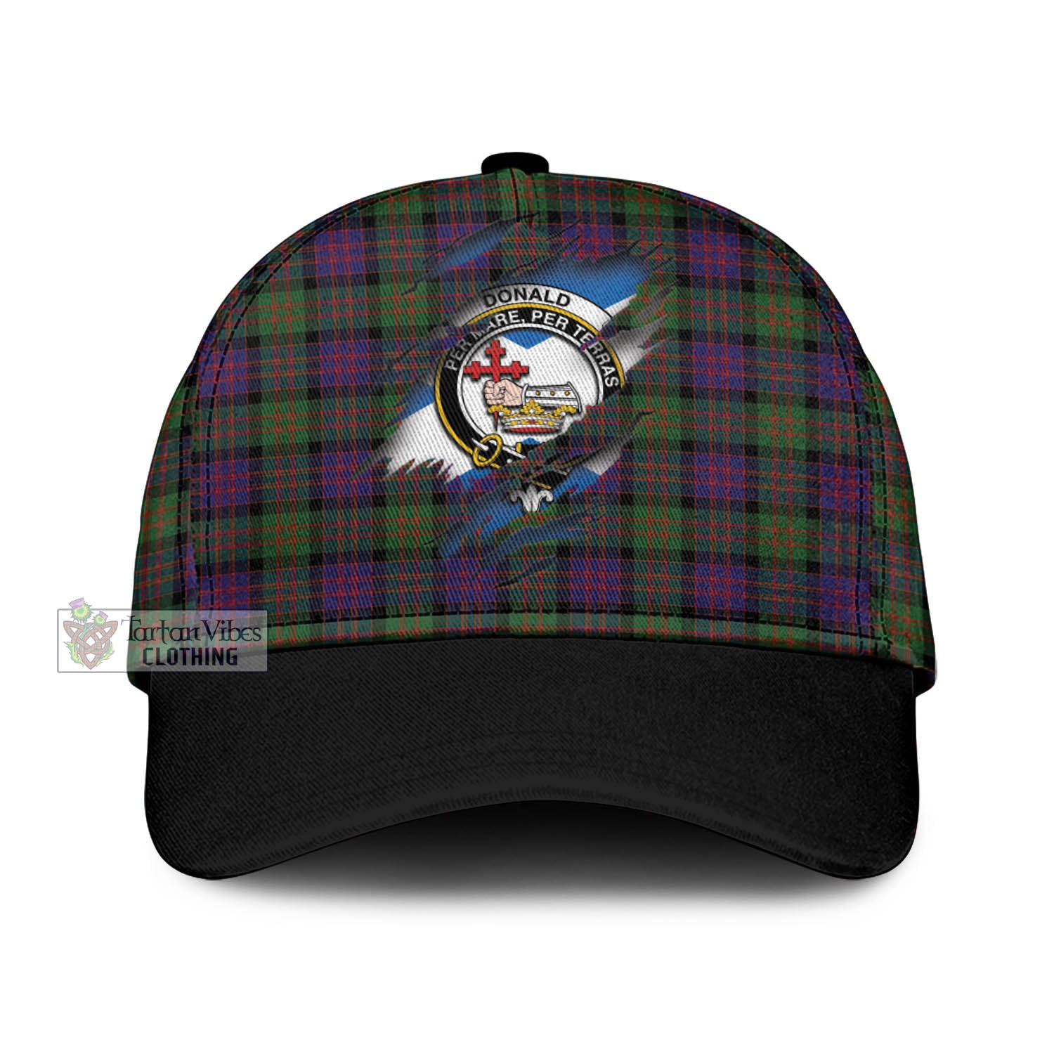 Tartan Vibes Clothing Donald Tartan Classic Cap with Family Crest In Me Style