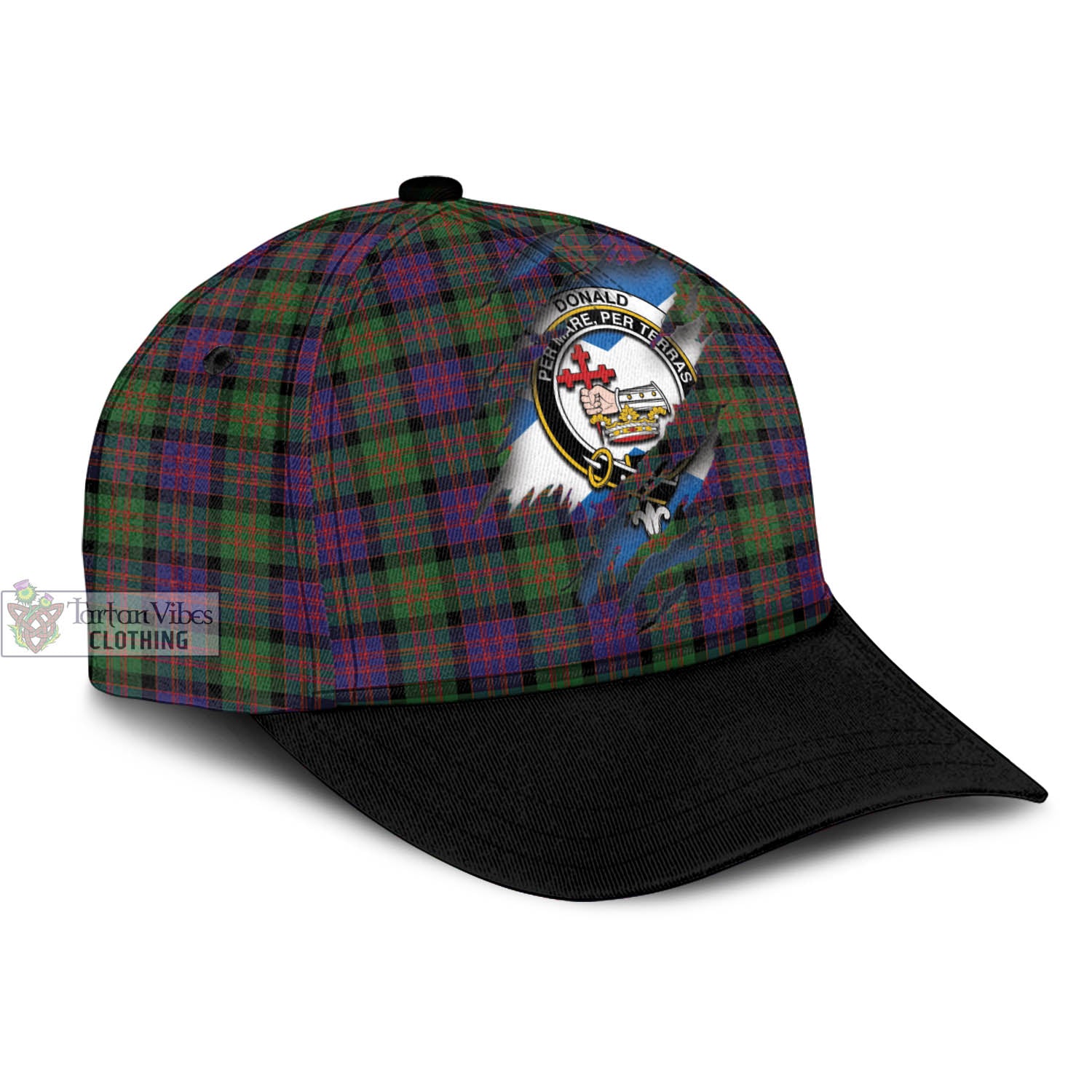 Tartan Vibes Clothing Donald Tartan Classic Cap with Family Crest In Me Style