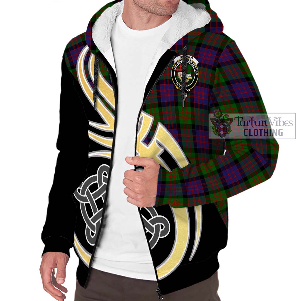 Donald Tartan Sherpa Hoodie with Family Crest and Celtic Symbol Style - Tartan Vibes Clothing