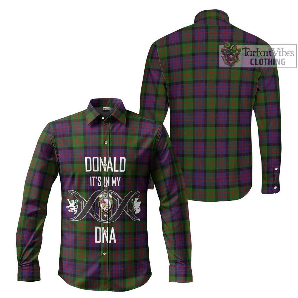 Donald Tartan Long Sleeve Button Shirt with Family Crest DNA In Me Style Men's Shirt - Tartanvibesclothing Shop