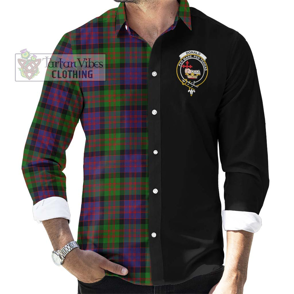 Donald Tartan Long Sleeve Button Shirt with Family Crest and Half Of Me Style - Tartanvibesclothing Shop