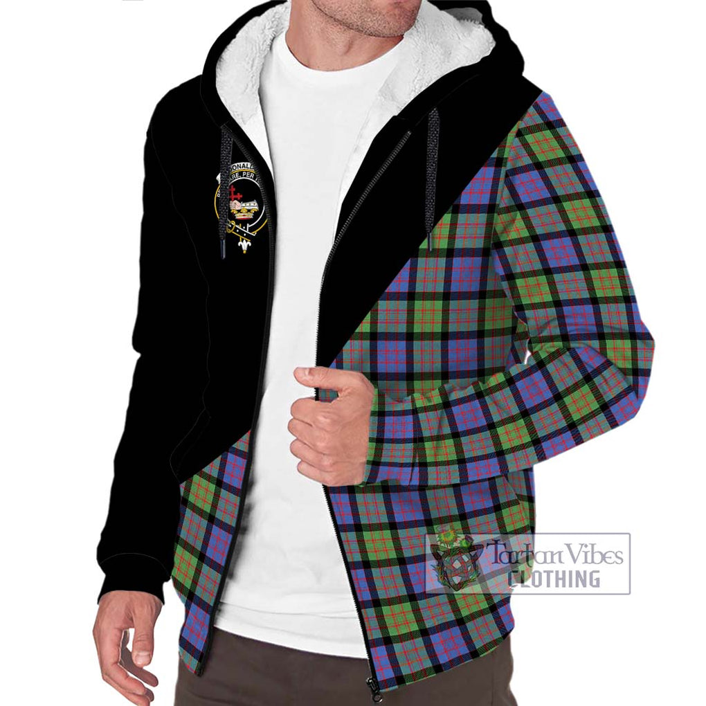 Donald Ancient Tartan Sherpa Hoodie with Family Crest and Military Logo Style Unisex S - Tartanvibesclothing Shop