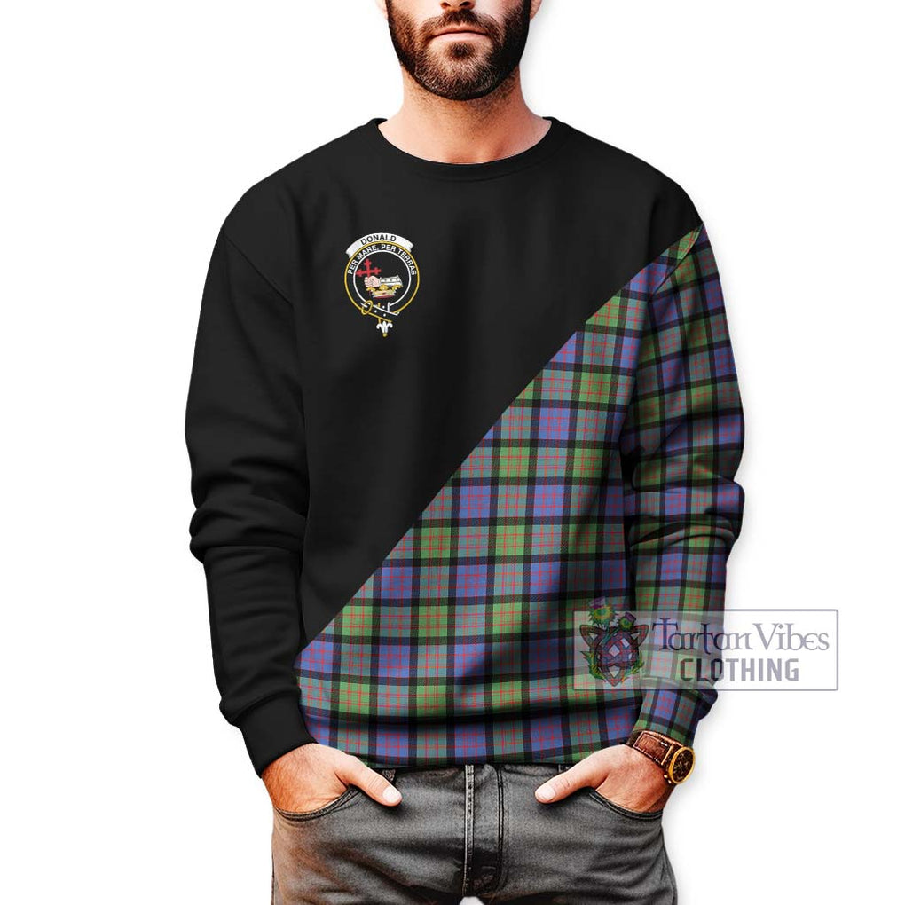 Donald Ancient Tartan Sweatshirt with Family Crest and Military Logo Style Unisex - Tartanvibesclothing Shop