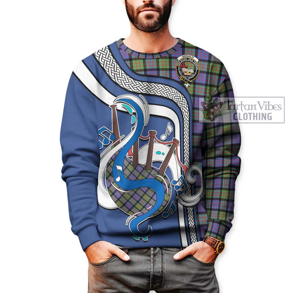 Donald Ancient Tartan Sweatshirt with Epic Bagpipe Style Unisex - Tartanvibesclothing Shop