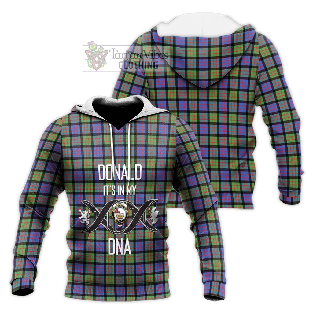 Tartan Vibes Clothing Donald Ancient Tartan Knitted Hoodie with Family Crest DNA In Me Style