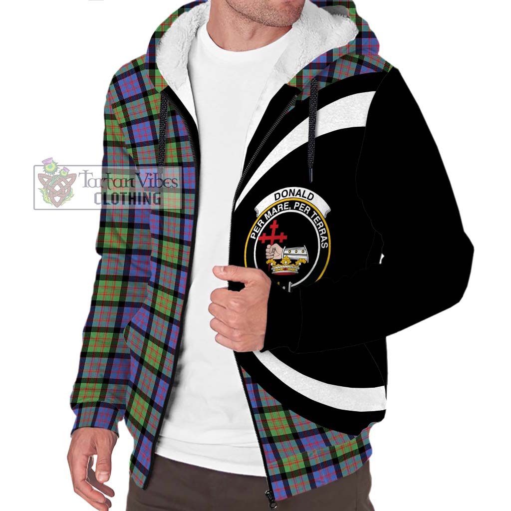 Donald Ancient Tartan Sherpa Hoodie with Family Crest Circle Style Unisex S - Tartan Vibes Clothing