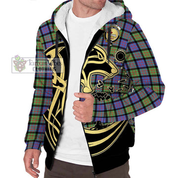 Donald Ancient Tartan Sherpa Hoodie with Family Crest Celtic Wolf Style