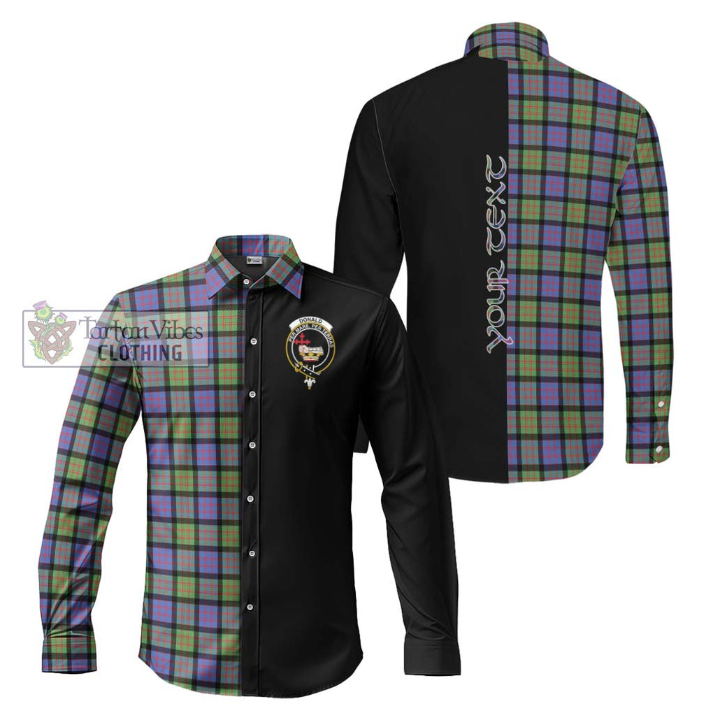 Donald Ancient Tartan Long Sleeve Button Shirt with Family Crest and Half Of Me Style Men's Shirt S - Tartanvibesclothing Shop