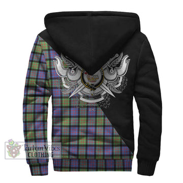 Donald Ancient Tartan Sherpa Hoodie with Family Crest and Military Logo Style