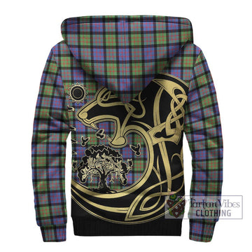 Donald Ancient Tartan Sherpa Hoodie with Family Crest Celtic Wolf Style