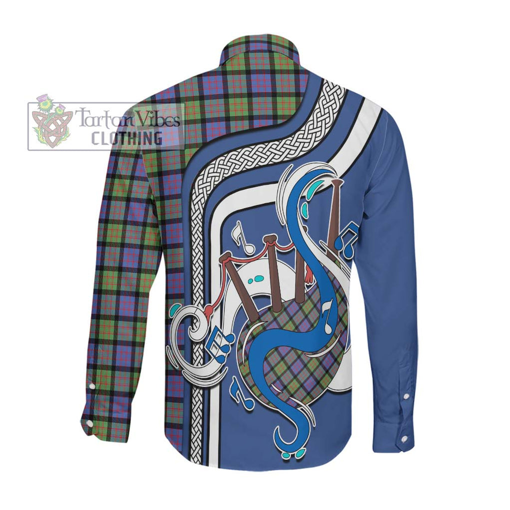 Donald Ancient Tartan Long Sleeve Button Shirt with Epic Bagpipe Style Men's Shirt - Tartanvibesclothing Shop