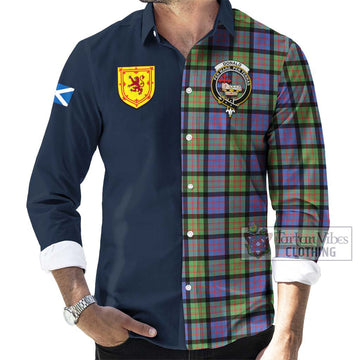 Donald Ancient Tartan Long Sleeve Button Shirt Alba with Scottish Lion Royal Arm Half Style