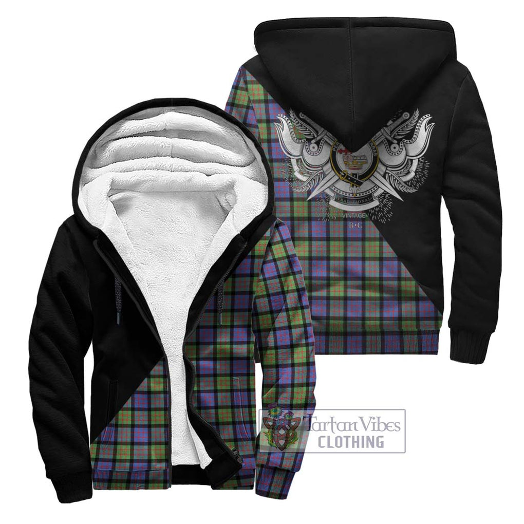 Donald Ancient Tartan Sherpa Hoodie with Family Crest and Military Logo Style Unisex - Tartanvibesclothing Shop