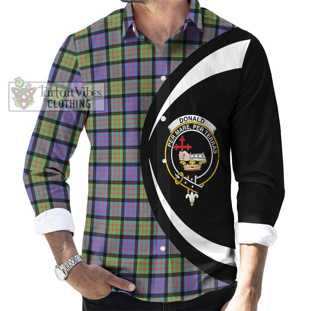 Tartan Vibes Clothing Donald Ancient Tartan Long Sleeve Button Up with Family Crest Circle Style