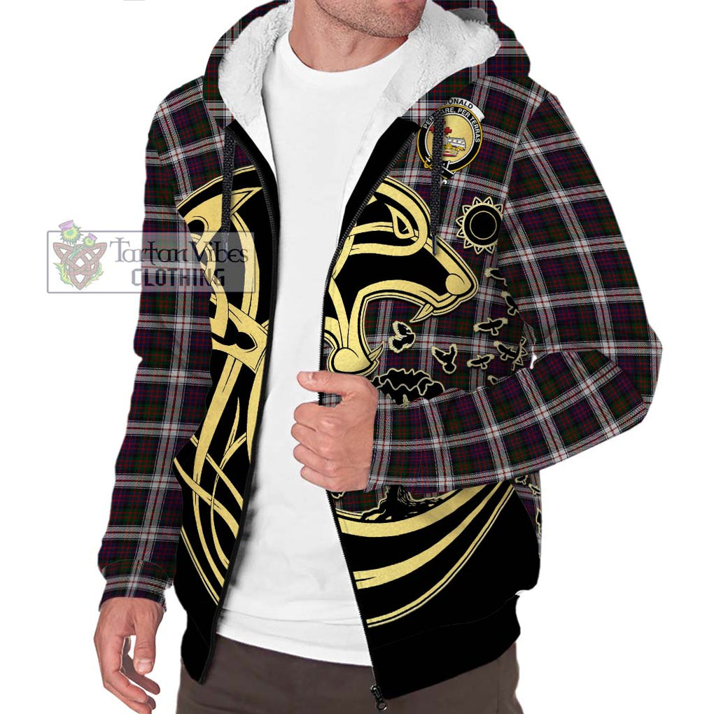 Donald Dress Tartan Sherpa Hoodie with Family Crest Celtic Wolf Style Unisex S - Tartan Vibes Clothing