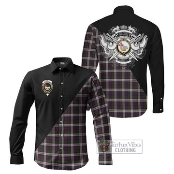 Donald Dress Tartan Long Sleeve Button Shirt with Family Crest and Military Logo Style