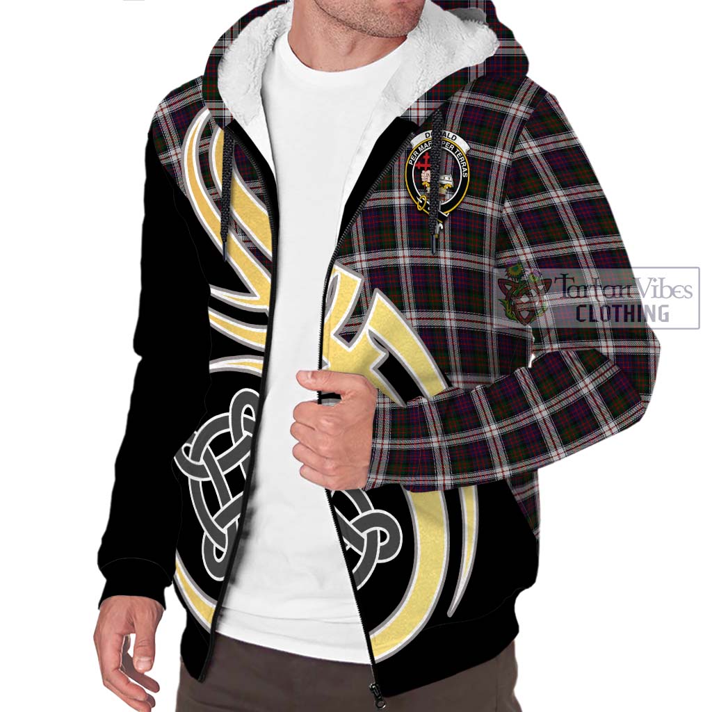 Donald Dress Tartan Sherpa Hoodie with Family Crest and Celtic Symbol Style - Tartan Vibes Clothing