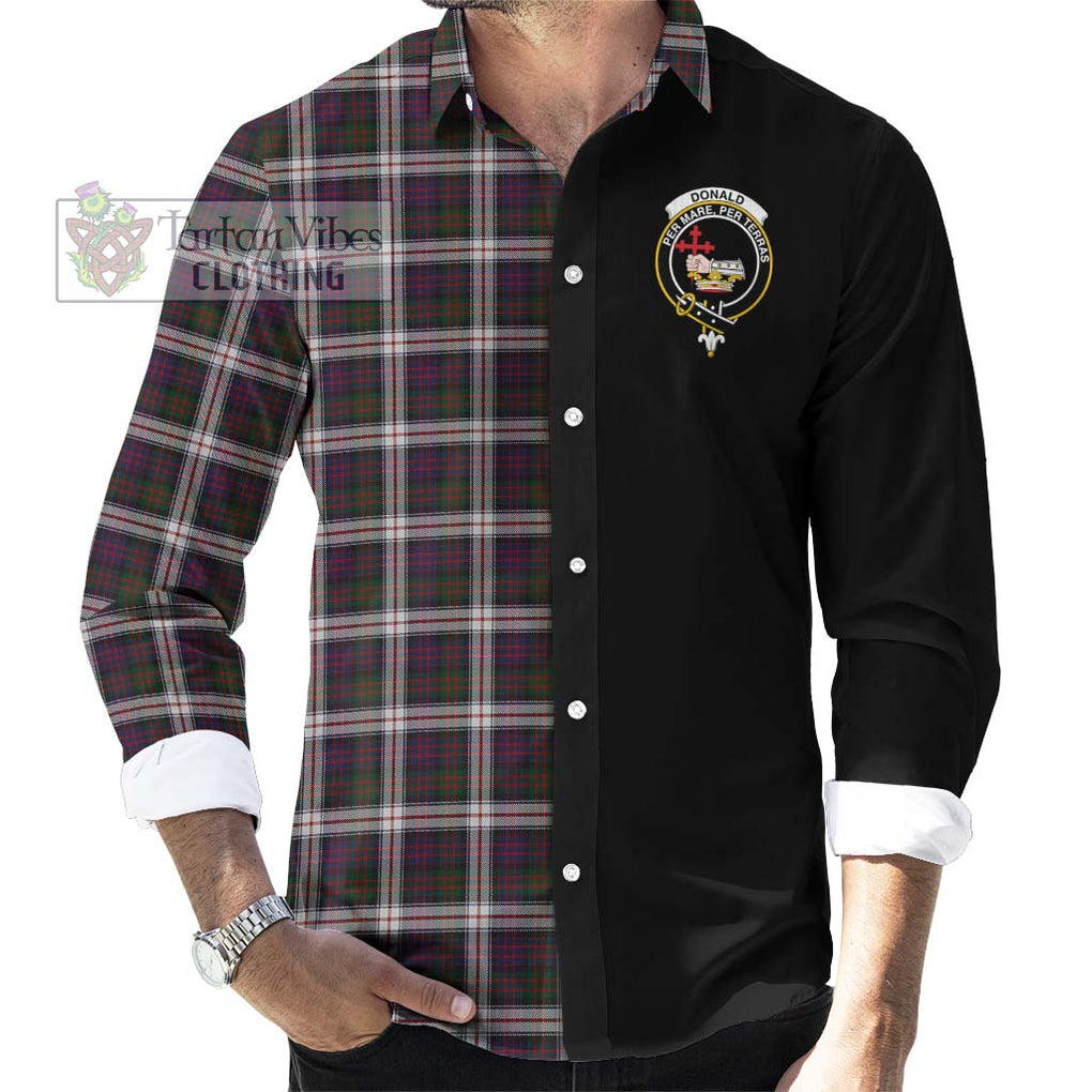 Donald Dress Tartan Long Sleeve Button Shirt with Family Crest and Half Of Me Style - Tartanvibesclothing Shop