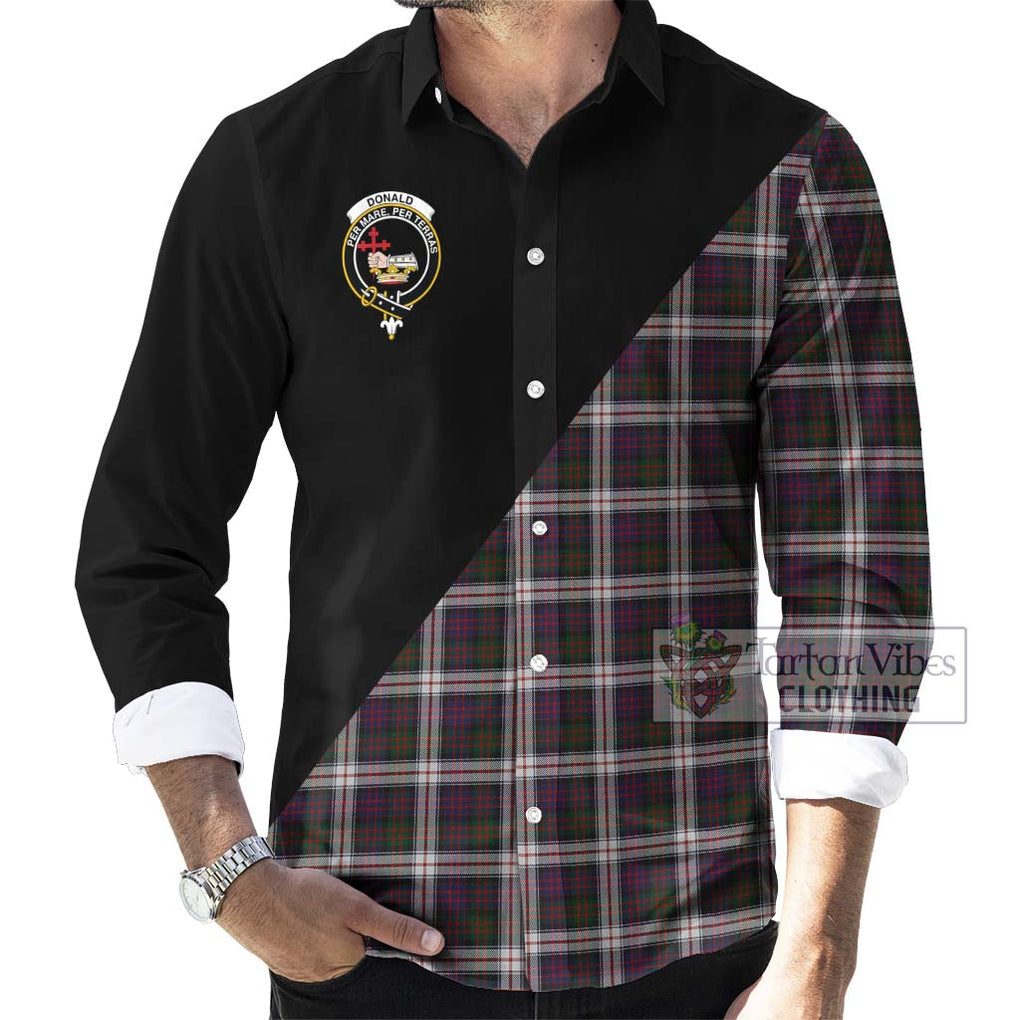 Donald Dress Tartan Long Sleeve Button Shirt with Family Crest and Military Logo Style - Tartanvibesclothing Shop