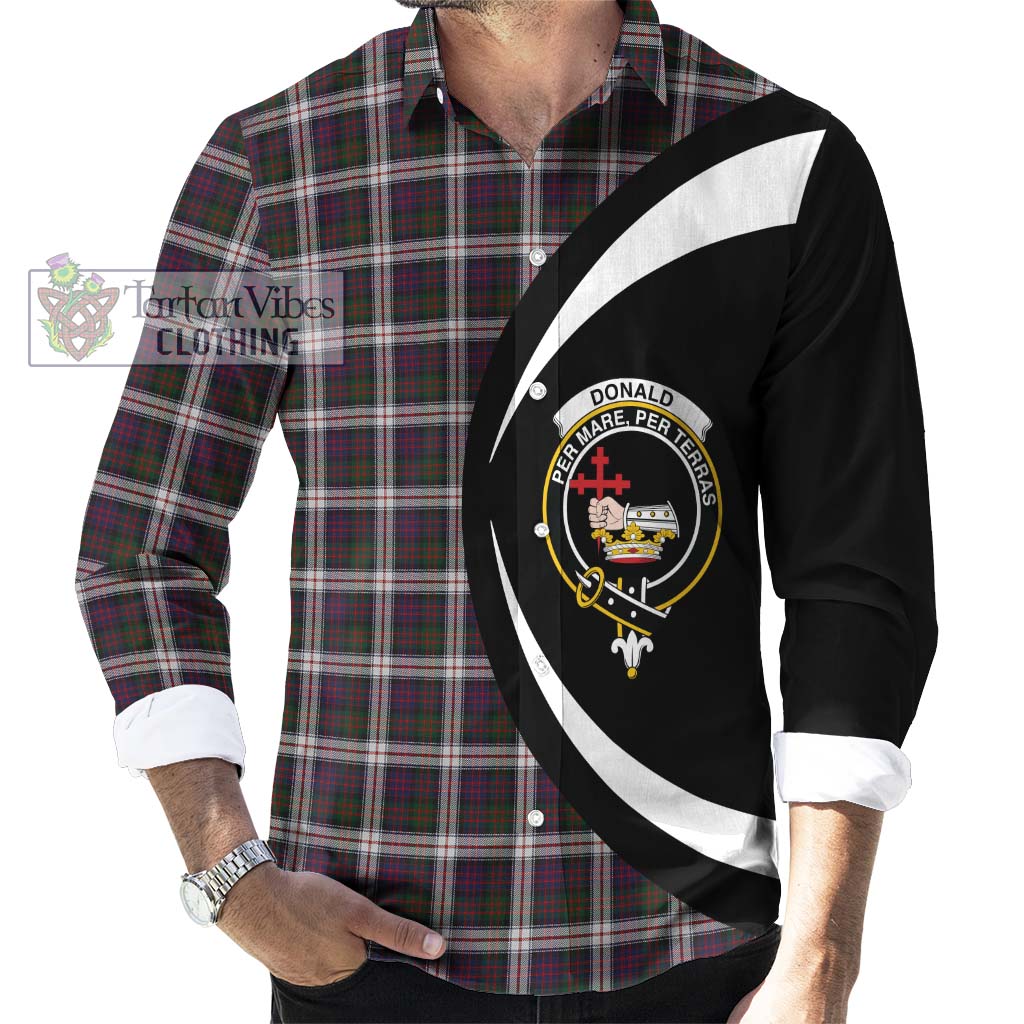 Donald Dress Tartan Long Sleeve Button Up with Family Crest Circle Style - Tartan Vibes Clothing