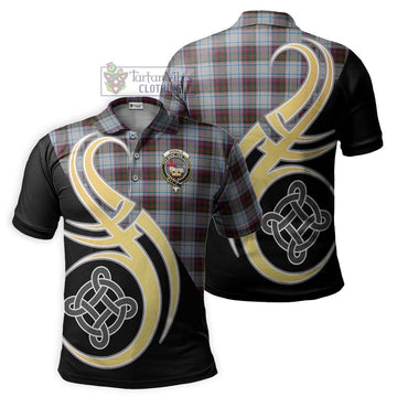 Donald Dress Ancient Tartan Polo Shirt with Family Crest and Celtic Symbol Style