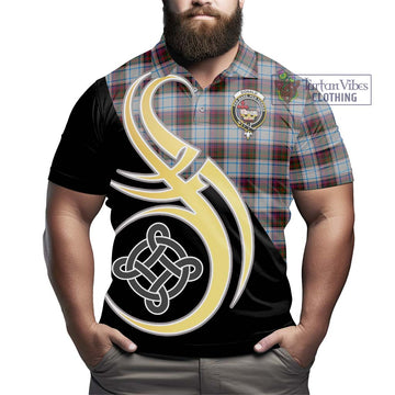 Donald Dress Ancient Tartan Polo Shirt with Family Crest and Celtic Symbol Style