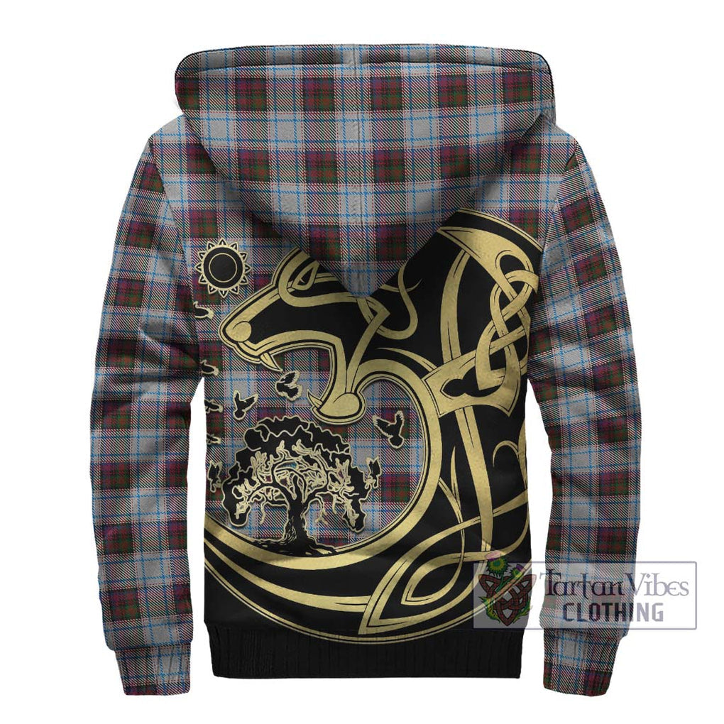 Donald Dress Ancient Tartan Sherpa Hoodie with Family Crest Celtic Wolf Style - Tartan Vibes Clothing