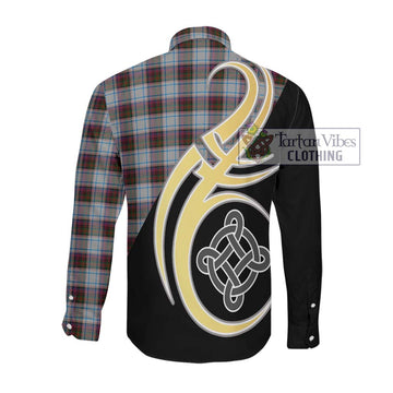 Donald Dress Ancient Tartan Long Sleeve Button Shirt with Family Crest and Celtic Symbol Style