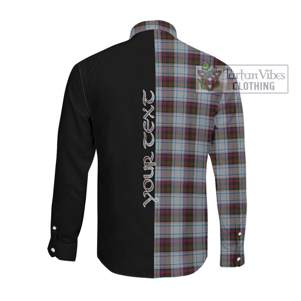 Donald Dress Ancient Tartan Long Sleeve Button Shirt with Family Crest and Half Of Me Style Men's Shirt - Tartanvibesclothing Shop