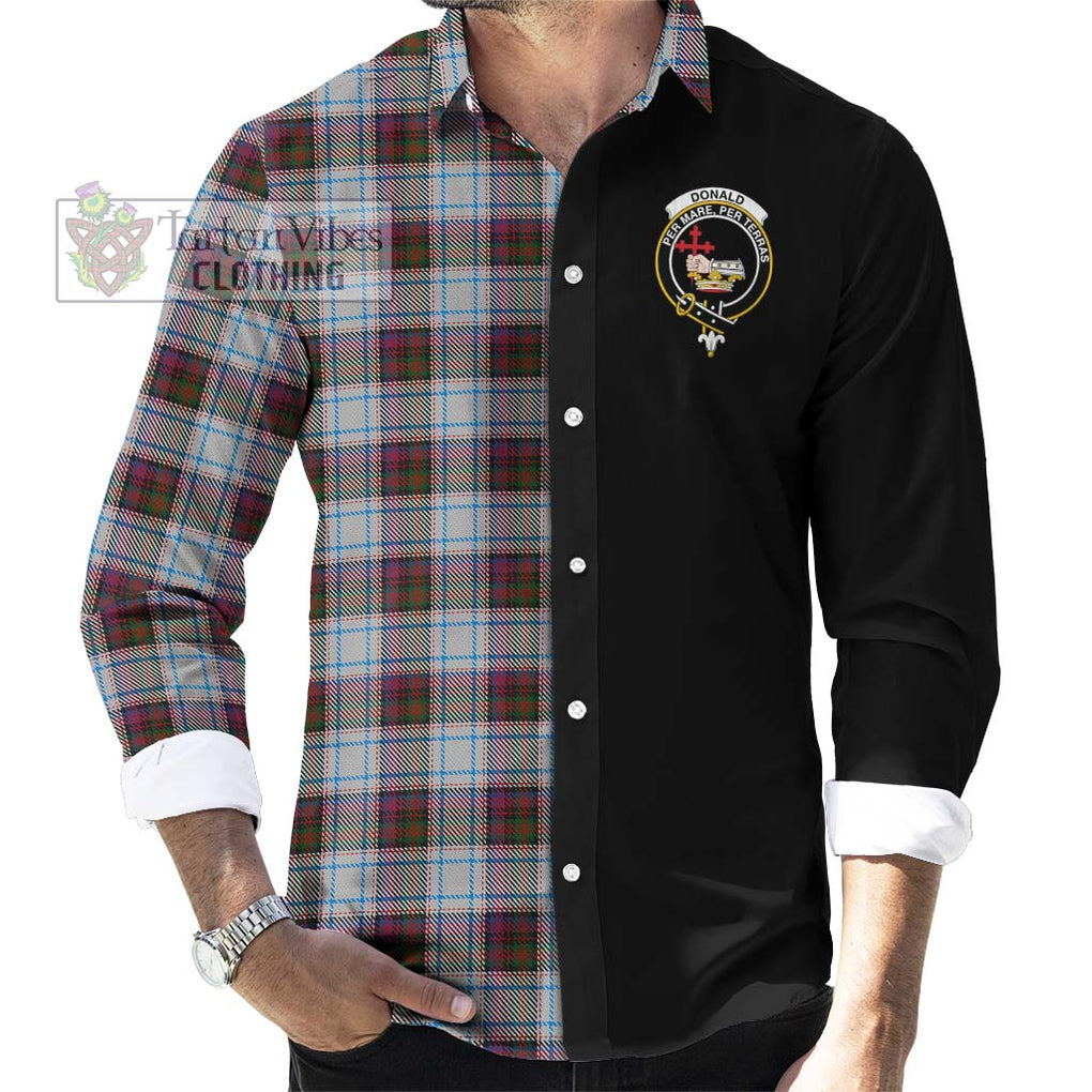 Donald Dress Ancient Tartan Long Sleeve Button Shirt with Family Crest and Half Of Me Style - Tartanvibesclothing Shop