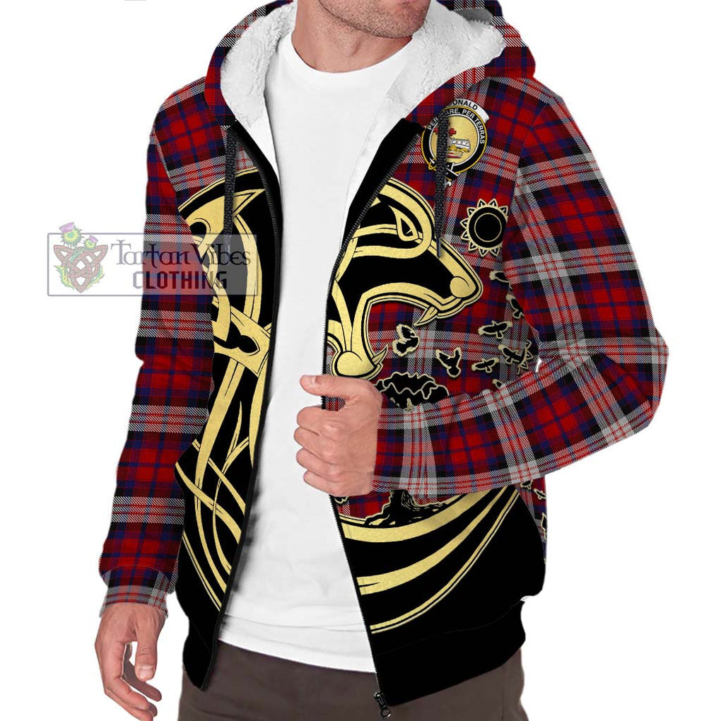 Donald Dress Irish Tartan Sherpa Hoodie with Family Crest Celtic Wolf Style Unisex S - Tartan Vibes Clothing