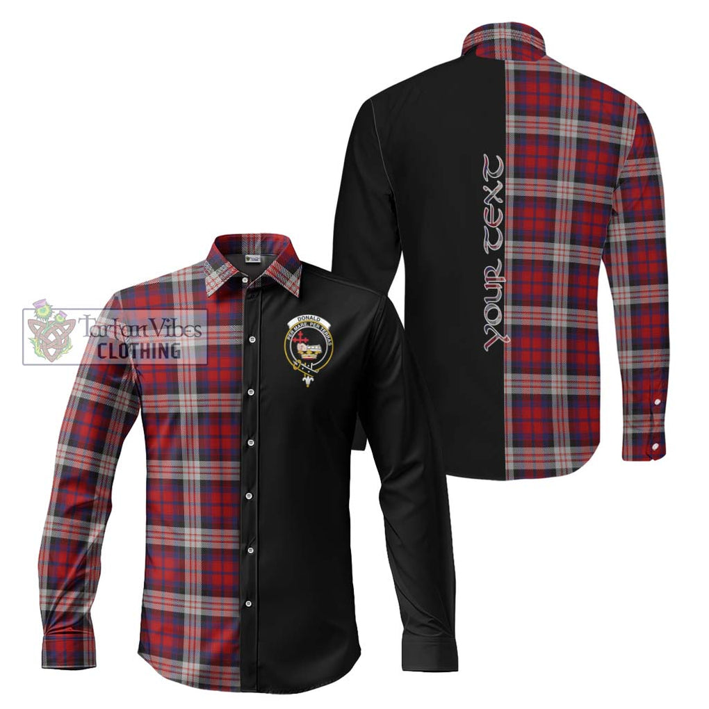 Donald Dress Irish Tartan Long Sleeve Button Shirt with Family Crest and Half Of Me Style Men's Shirt S - Tartanvibesclothing Shop