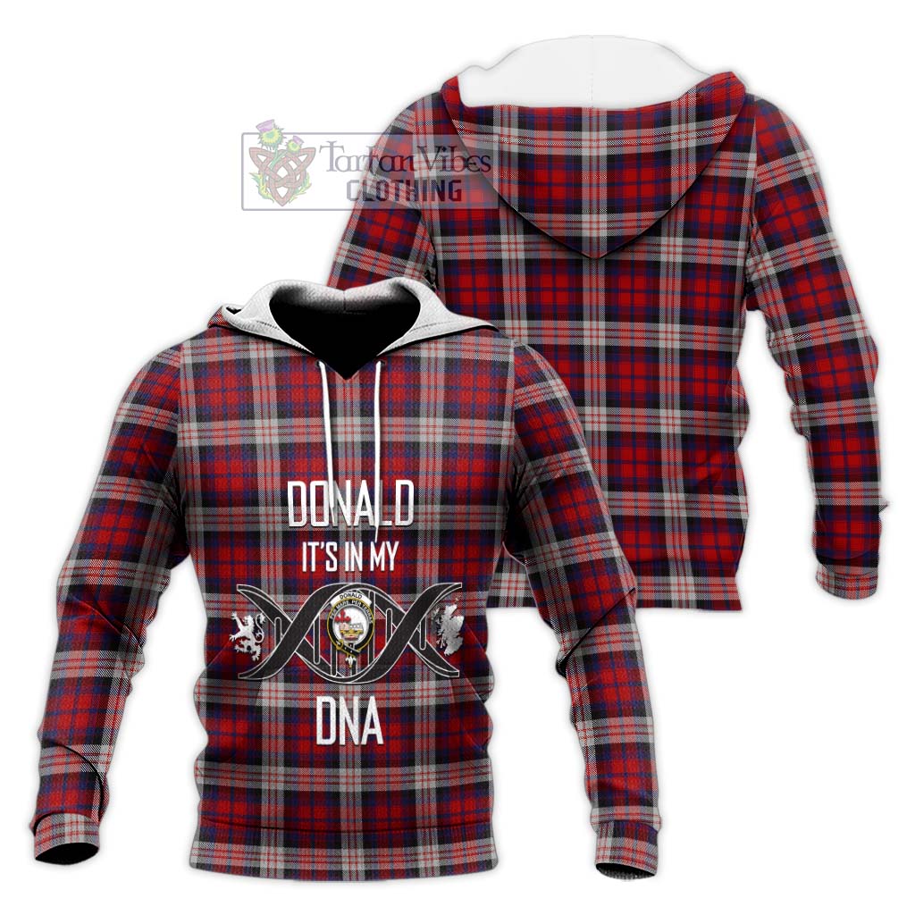 Tartan Vibes Clothing Donald Dress Irish Tartan Knitted Hoodie with Family Crest DNA In Me Style