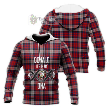 Donald Dress Irish Tartan Knitted Hoodie with Family Crest DNA In Me Style