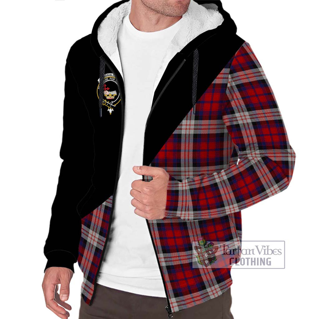 Donald Dress Irish Tartan Sherpa Hoodie with Family Crest and Military Logo Style Unisex S - Tartanvibesclothing Shop