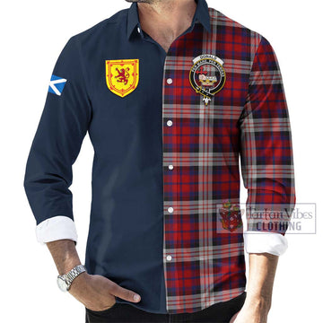 Donald Dress Irish Tartan Long Sleeve Button Shirt Alba with Scottish Lion Royal Arm Half Style